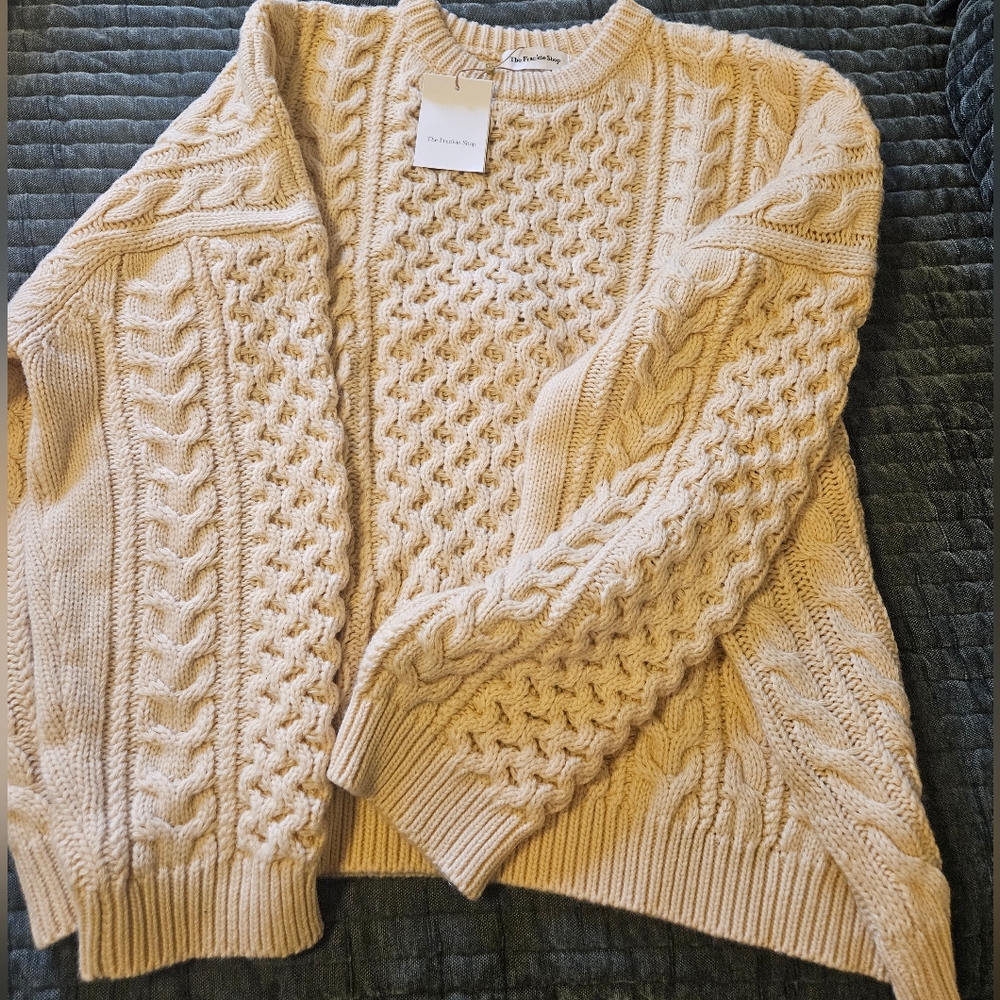 The Frankie Shop Pailey Braided Cable Knit Sweater - Cream - NEW with Tags.